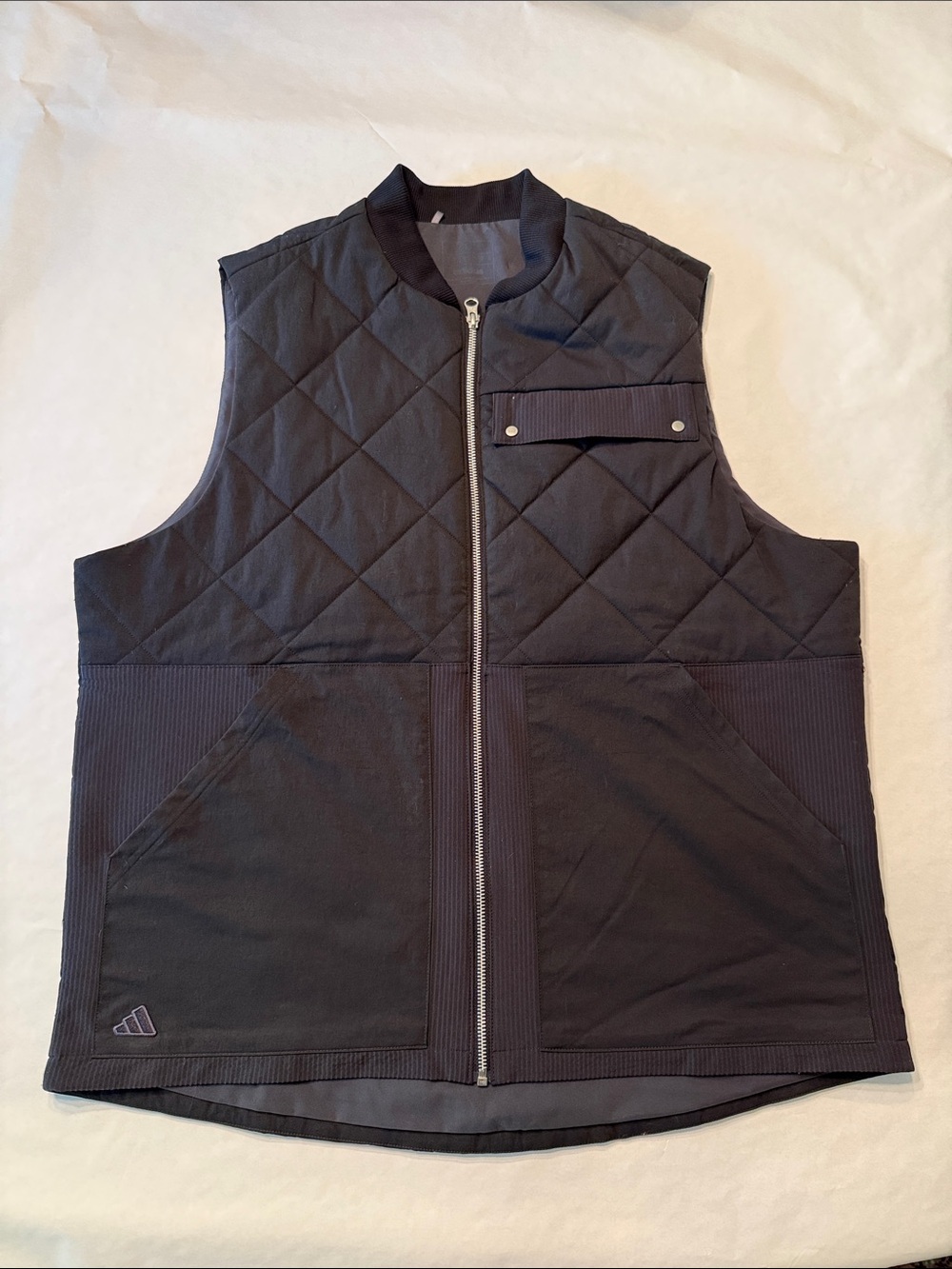 adidas Black Quilted Zip-Front Men's Vest